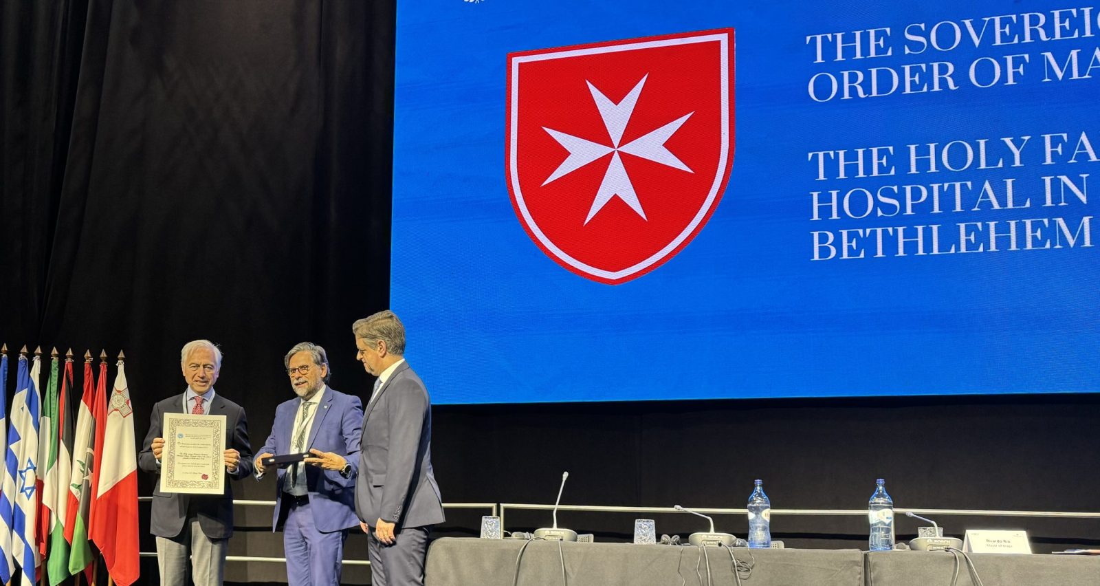 Parliamentary Assembly of the Mediterranean gives an award to Holy Family Hospital in Bethlehem